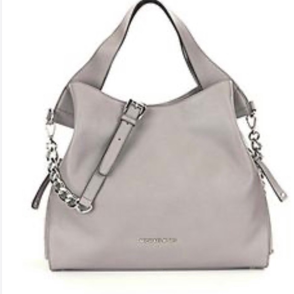 Michael Kors Devon Large Leather Hobo Shoulder Bag Tote - in Pearl Grey W/Bag - Picture 10 of 10